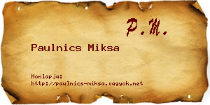 Paulnics Miksa névjegykártya